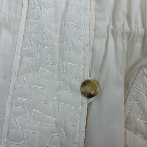 Vintage Express Badger Fur Trim Coat Womens Small Ivory Campagnie Internationale - Picture 7 of 15